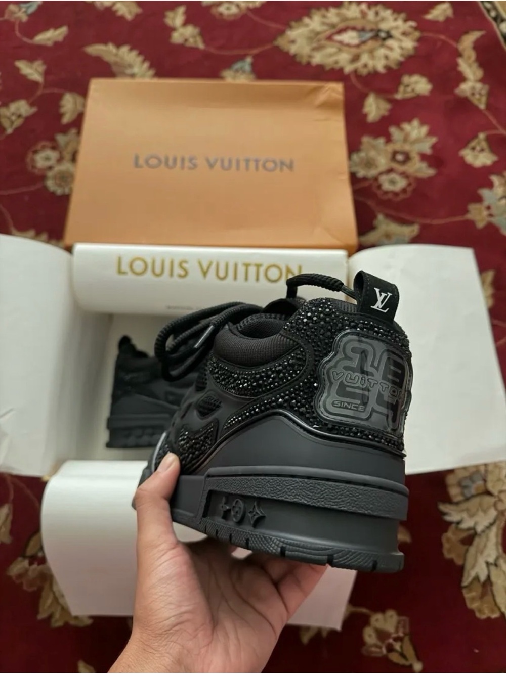 Louis Vuitton Black Men’s Embellished High-Top Sneakers